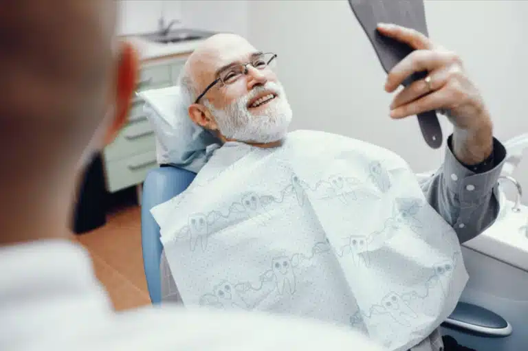 Old man with dental implant